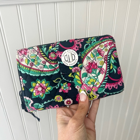 Vera Bradley Handbags - Vera Bradley Petal Paisley Turnlock Multicolor Floral Quilted Wallet